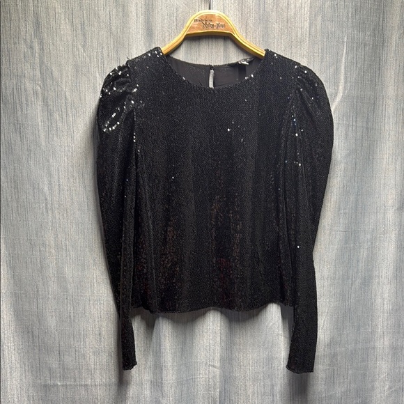 🇺🇸 ONLY Elegant Black Sequin Top size XS - Picture 1 of 10